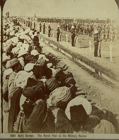 Circa 1900 photograph British and Indian Army military Review Australian Stereoview card